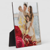 Elegantes Burgundy Floral Script Family Foto Fotoplatte (Seite)