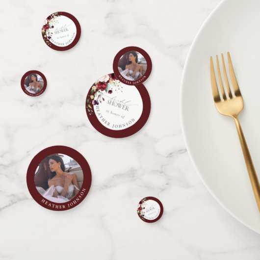 Elegantes Burgundy Floral Watercolor Brautparty C Konfetti (Gruppe)