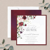 Elegantes Burgundy Floral Watercolor Brautparty Einladung