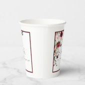 Elegantes Burgundy Floral Watercolor Brautparty Pappbecher (Rechts)