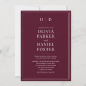 Elegantes Burgundy Foto QR Code Wedding Einladung (Vorderseite)