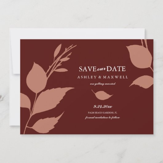 Elegantes Burgundy-Foto speichert die Datumskarten Save The Date (Vorderseite)
