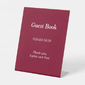 Elegantes Burgundy Gästebuch - Schild (Vorderseite)