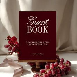 Elegantes Burgundy Gästebuch Wedding Tabletop Schi