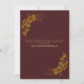 Elegantes Burgundy & Gold Birds Blumenmuster Save The Date (Rückseite)