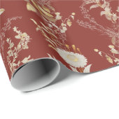 Elegantes Burgundy Gold Blume Geschenkpapier (Rolleneckpunkt)