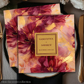 Elegantes Burgundy Gold Blush Wedding Paper Napkin Serviette