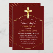 Elegantes Burgundy Gold Cross Erste Kommune