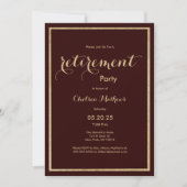 Elegantes burgundy gold Glitzer Retirement Party Einladung (Vorderseite)