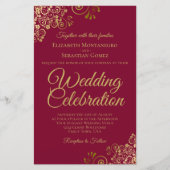 Elegantes Burgundy Gold-HAUSHALT Einladung große H (Vorderseite)