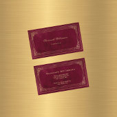 Elegantes Burgundy Gold individuell anpassbar Visitenkarte