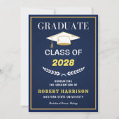 Elegantes Burgundy Gold Uni-Abschluss Party Einladung (Vorderseite)