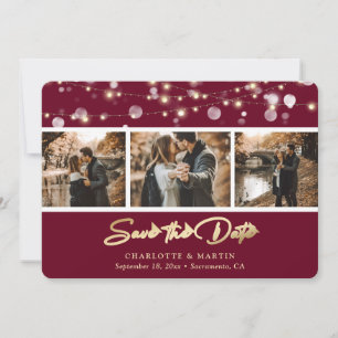 Elegantes Burgundy Gold Wedding Foto Save the Date