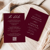 Elegantes Burgundy in einem QR-Code Hochzeit Einladung