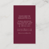 Elegantes Burgundy Ivory-Monogramm Visitenkarte (Rückseite)