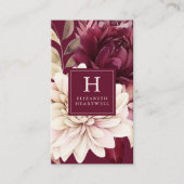 Elegantes Burgundy Ivory-Monogramm Visitenkarte (Vorderseite)