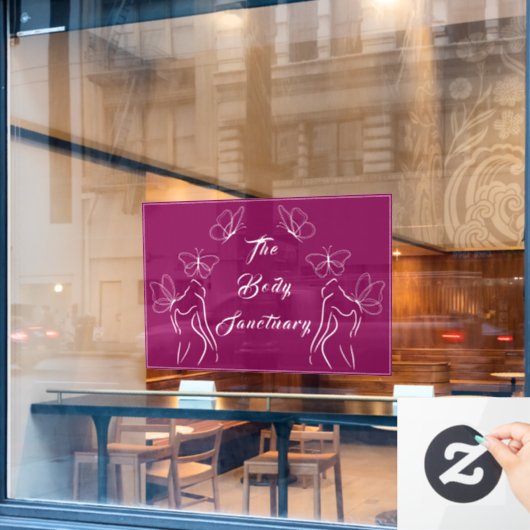 Elegantes Burgundy Logo FrauenBody Care Werbung Fensteraufkleber (Café-Fenster)