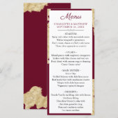 Elegantes Burgundy Marsala & Gold Wedding Menü Menükarte (Vorne/Hinten)