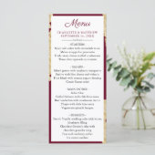 Elegantes Burgundy Marsala & Gold Wedding Menü Menükarte (Stehend Vorderseite)