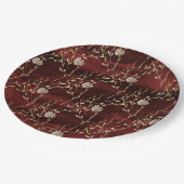 Elegantes Burgundy Marsala Party Pappteller (Schrägansicht)