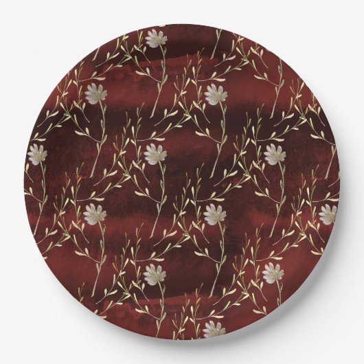 Elegantes Burgundy Marsala Party Pappteller (Vorderseite)