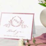 Elegantes Burgundy Monogramm, Wasserfarbensehen Dankeskarte<br><div class="desc">Vielen Dank an Ihre Gäste mit einer eleganten Hochzeitskarte! Design mit zarten bordeauxfarbenen Aquarellrahmen, schönes bordeauxrotes handgezeichnetes botanisches Monogramm mit Paarinitialen, elegantes Dankeschön Phrase und Text Sektion, um es nach Ihren Wünschen zu personalisieren. Option, ein Foto in den oberen Bereich hinzuzufügen, oder es zu überspringen und verlassen, wie es mit...</div>
