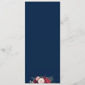 Elegantes burgundy Navy Blue Floral Wedding Progra Programm (Rückseite)