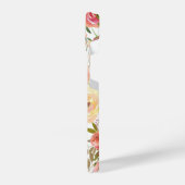 Elegantes Burgundy Peach Wassercolor Floral Monogr iPhone Hülle (Linke Seite)