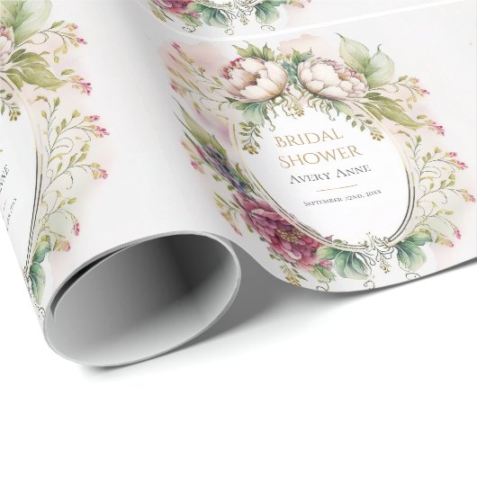 Elegantes Burgundy Personalisiertes Brautparty Geschenkpapier (Rolleneckpunkt)