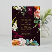 Elegantes Burgundy Probe Dinner Folieneinladung (Stehend vorne)