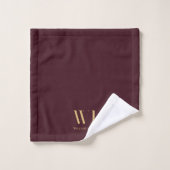 Elegantes Burgundy Red Gold Minimalistisch Monogra Badhandtuch Set (Waschlappen)