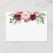 Elegantes Burgundy Rosa und Blush Wedding Rezept Begleitkarte (Rückseite)