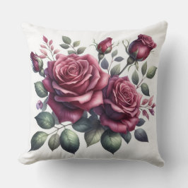 Elegantes Burgundy Rose Wasserfarben-Kissen Kissen