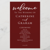 Elegantes Burgundy Script Abend Wedding Program (Vorderseite)