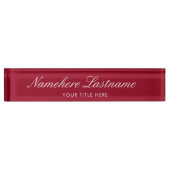Elegantes Burgundy Script Einfach Minimalistisch m Namensplakette (Vorderseite)