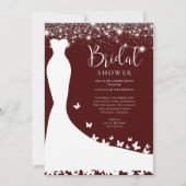 Elegantes Burgundy String Lights Brautparty Invit Einladung (Vorderseite)