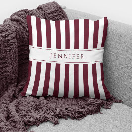 Elegantes Burgundy Stripes Muster Kissen