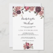 Elegantes Burgundy Summer Bachelorette Weekend Einladung (Vorderseite)