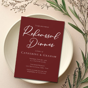 Elegantes Burgundy Typografy Probe Dinner Einladung