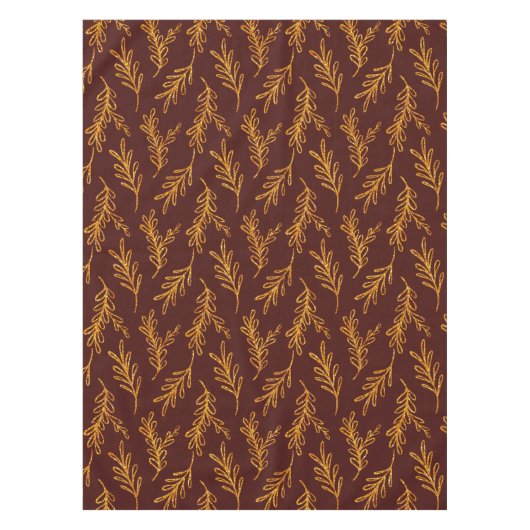 Elegantes Burgundy- und Gold Floral Sprig Tischtuc Tischdecke (Vorderseite)