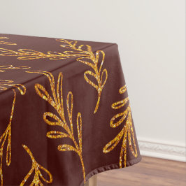 Elegantes Burgundy- und Gold Floral Sprig Tischtuc Tischdecke