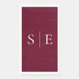 Elegantes Burgundy und Gold Monogram Minimalistisc Serviette