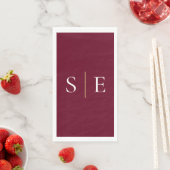 Elegantes Burgundy und Gold Monogram Minimalistisc Serviette (Beispiel)
