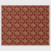 Elegantes Burgundy- und Gold-Vintages Blumenmuster Geschenkpapier (Flach)