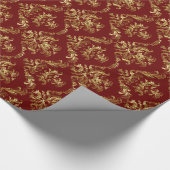 Elegantes Burgundy- und Gold-Vintages Blumenmuster Geschenkpapier (Ecke)