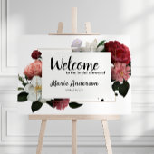 Elegantes Burgundy und rosa Blume Duschplakat Poster