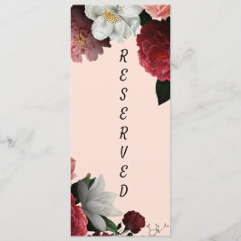 Elegantes Burgundy und rosa Sign für den Sitz Menükarte