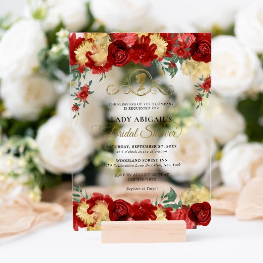 Elegantes Burgundy Viktorianisches Brautparty Acryleinladungen