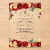 Elegantes Burgundy Viktorianisches Brautparty Acryleinladungen (Vorderseite)