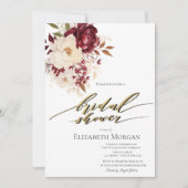 Elegantes Burgundy White Blume Brautparty Einladung (Vorderseite)